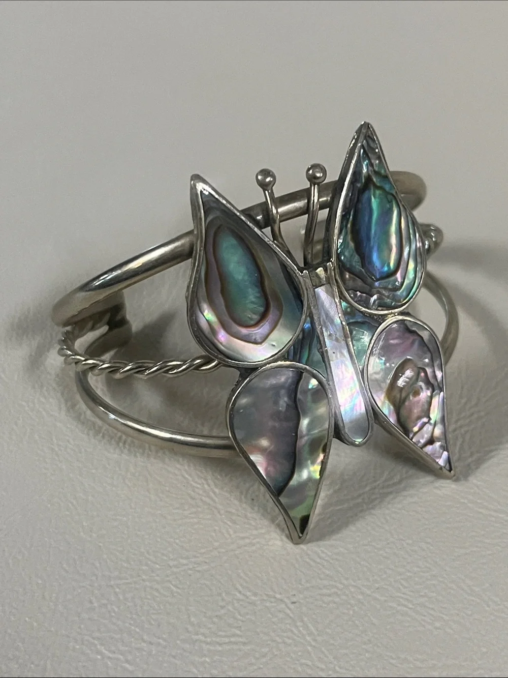 Mexico Abalone Butterfly Cuff Bracelet - Iridescent Shell Accent